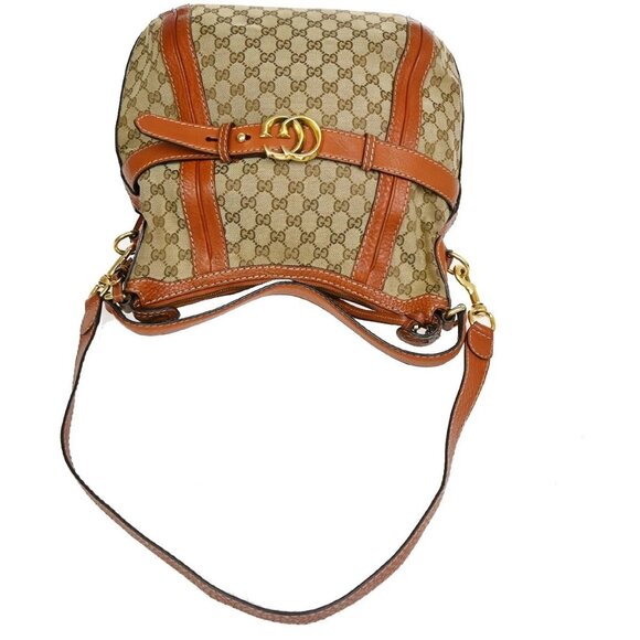 GUCCI Logo GG Pattern 2Way Shoulder Bag Canvas Leather Brown Orange 86KB534 - Picture 5 of 16